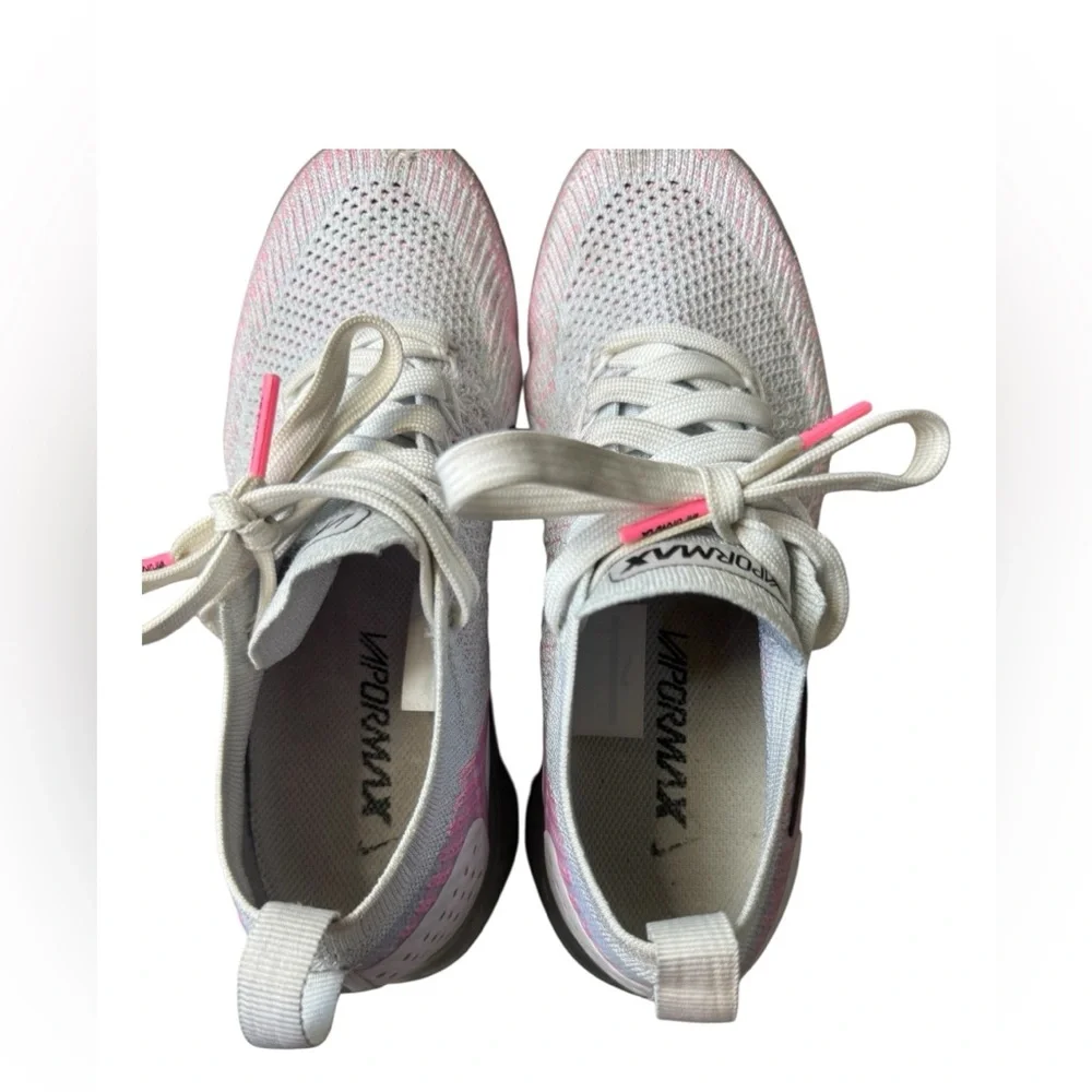 Nike Women's Gray and Pink Flyknit Vapormax Sneakers - Picture 3 of 8